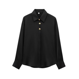 SHENZHU Wanita 2025 Musim Semi Mode Baru Blus Dekorasi Gesper Emas Vintage Lengan Panjang Kemeja Wanita Blusas Atasan Chic - Product Image 6