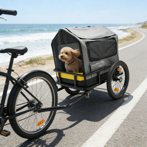 Remorque de vélo et poussette de jogging 2-en-1 pour animaux de compagnie avec roues universelles, idéale pour le camping - Product Image 1