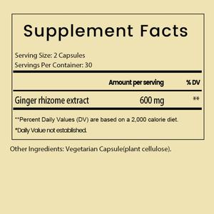 Cápsulas de Extracto de Jengibre OEM ODM, Raíz de Jengibre, Salud Intestinal, Digestión, Energía, Suplemento Dietético Vegano Sin GMO, Apoyo al Sistema Inmunológico - Product Image 2