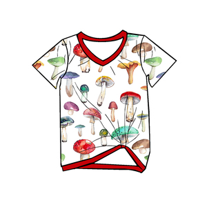 เสื้อยืดเด็กผู้หญิงคอวี แขนสั้น พิมพ์ลายทั่วตัว รุ่น Milk Silk  แบบผูกชายเสื้อ  OEM ODM รับผลิตเสื้อยืดเด็กแบบลำลองตามสั่ง - Product Image 4