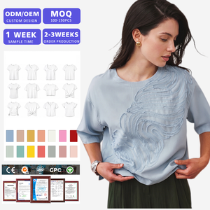 Blusa Plisada de Moda para Mujer con Logotipo Personalizado, Manga Corta, Elegante, Fabricante Mayorista OEM ODM - Product Image 1