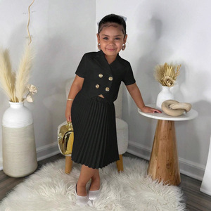 2025 nuovo Set gonna pieghevole a due pezzi Casual da <span class=keywords><strong>ragazza</strong></span> in tinta unita alla <span class=keywords><strong>moda</strong></span> con colletto-Outlet di fabbrica transfrontaliero europa e noi - Product Image 5