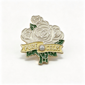 Broche de flor esmaltado personalizado por el fabricante, broche de rosa chapado en oro de aleación de zinc con perla para accesorio de ropa, pedido al por mayor - Product Image 4