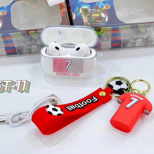Football Star - Themed Wireless Bluetooth Earphone Set with Jersey Keychain, GT - 11 Sports Earbuds