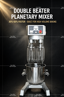 Mélangeur planétaire commercial à double batteur 20L, trois vitesses, entraînement par engrenages, machine électrique pour mélanger la pâte à gâteau pour boulangerie