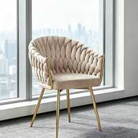 Chaises de salle à manger modernes de luxe nordique en métal doré et tissu velours avec pieds en métal pour la maison et les restaurants - Vente en gros