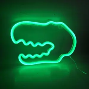 Testa di dinosauro Insegne Al Neon Ha Condotto La Luce Al Neon Verde Indoor Decorative Raggiante Luce di Notte del USB o Batteria per la Casa Del Partito