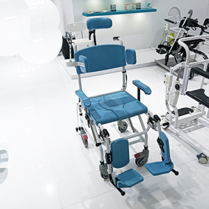 OEM Wheeled <b>Commode</b> Chair With Shower Mobility Toilet Bath Seat For Elderly Care 250 Kg Capacity <b>Portable</b> Modern Plastic - Product Image 4