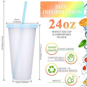 Customizable logo 24OZ Color Straw <b>Cup</b> with <b>Large</b> Capacity Single-layer Transparent Plastic <b>Cup</b> for Iced Coffee Party Birthdays - Product Image 2