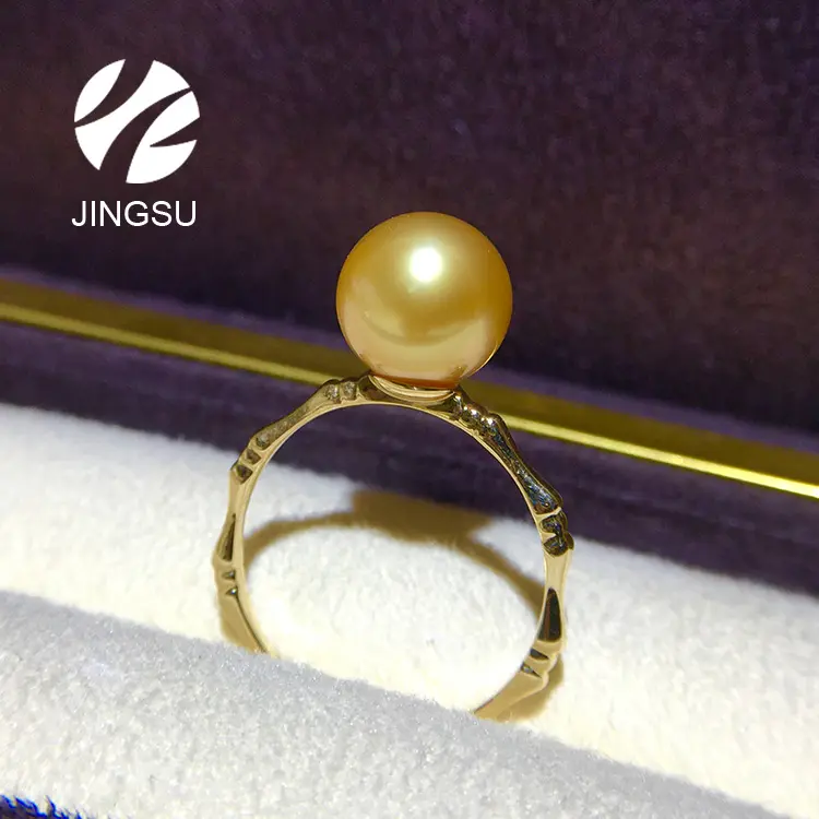 Бамбук форма дизайн натуральный золотой цвет хорошее качество жемчуга южного моря кольцо со стрелками из 18-каратного золота