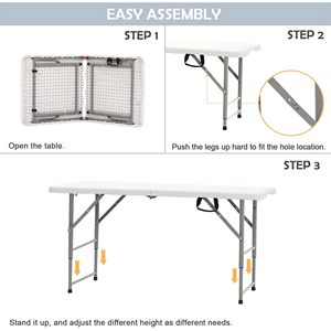 Lightweight Durable Foldable Outdoor Plastic Dining Picnic <b>Table</b> Modern Design UV-Resistant Waterproof for Bedroom Basement - Product Image 6
