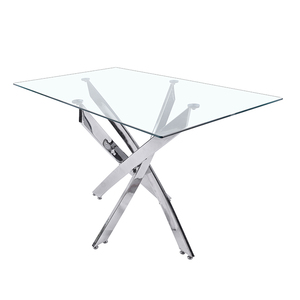 <span class=keywords><strong>Tavolo</strong></span> da Pranzo Moderno con Piano in Vetro Impermeabile e Gambe in Ferro per Ristoranti, Hotel e Uso Domestico - Product Image 3