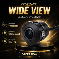 Caméra de recul noire pour voiture, caméra de stationnement, grand angle 18,5 mm, vision nocturne, DC 12 V