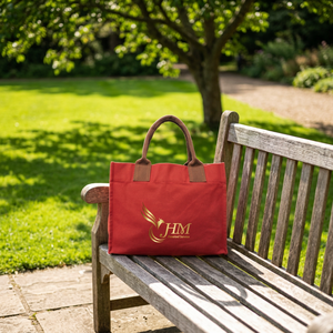 Bolsa de Lona HM Grande Roja con Logotipo Dorado, Bolsa de Compras para Exteriores con Asa Larga - Product Image 4