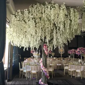 Árvore de seda artificial para decoração, árvore de flor de seda, grande árvore de flores roxa para decoração de casamento, árvore de wisteria