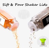 24Pcs Set 120ml Bouteilles à épices carrées Pot à condiments 4oz Bocaux à épices en verre Bouteilles avec couvercles en bambou