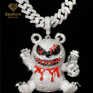 จี้รูปการ์ตูน 3 มิติแบบ Iced Out สำหรับผู้ชาย เงินแท้ S925 ประดับ<span class=keywords><strong>เพชร</strong></span> VVS Moissanite รูปหมีนักฆ่าพ่อมด <span class=keywords><strong>เพชร</strong></span>เลี้ยงในห้องปฏิบัติการ เครื่องประดับฮิปฮอป - Product Image 1