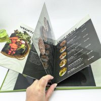 Menu de restaurant haut de gamme personnalisé avec couverture rigide, logo imprimé, brochure alimentaire sur mesure