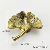 Poignées de meuble modernes en forme de feuille de Ginkgo, en alliage de zinc, bronze noir, pour tiroirs de cuisine et armoires