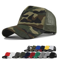 Bordado 3D hecho a medida 5 paneles curvado algodón poliéster mezcla Camo malla estructurada gorra de camionero sombreros