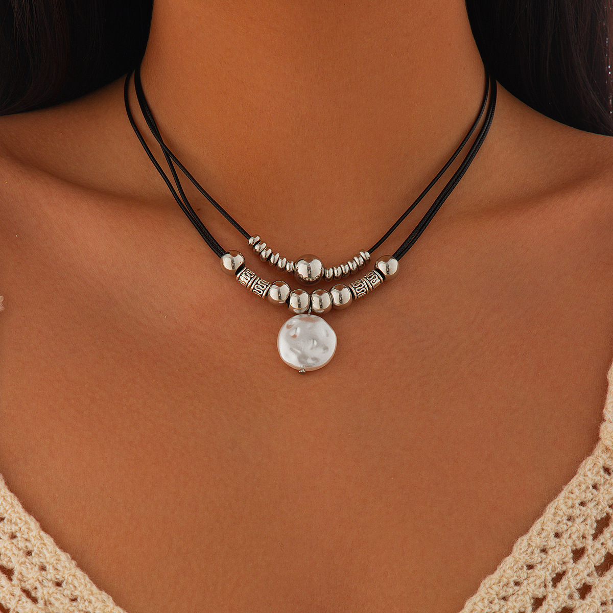 Vintage Pearl Choker Necklace For Women – Adjustable Imitation Pearl Layered Chain, Elegant Party Jewelry Gift - View #2