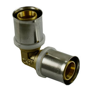 Raccord coudé à sertir Ø16 × 1/2" avec écrou d'union |   90 °   Raccord d'angle en laiton |   THS Thermostyle ® - Product Image 1