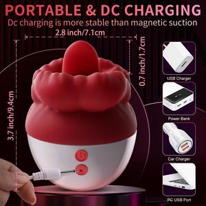 Беспроводной реалистичный вибратор-роза для женщин с функцией обертывания и вибрирующего языка для имитации оральных ласк - Product Image 5