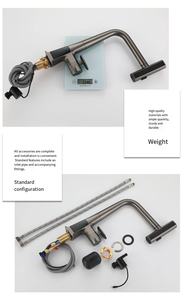 EIOIOL Affichage numérique commercial Robinet mitigeur chaud et froid avec cascade rétractable Robinet de cuisine à tirette avec pulvérisateur monté sur le pont en zinc - Product Image 3