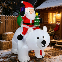 Décoration de Noël gonflable géante de 2 m de haut, Père Noël sur un ours polaire, jouets géants personnalisables, ornements de fête