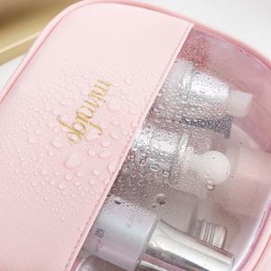 Luxe 3 pièces givré Transparent PU sac cosmétique pour femmes porte-maquillage étanche avec fermeture à glissière mode pour la toilette - Product Image 6