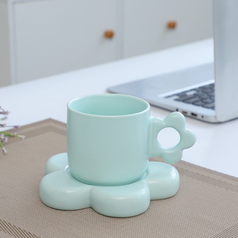Flower cup and saucer-mint green 320ml