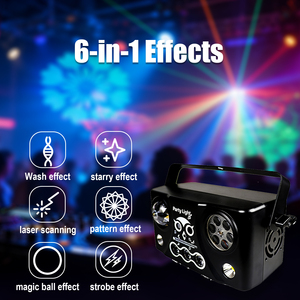 ไฟดิสโก้ 5in1 ซูเปอร์ดิสโก้ปาร์ตี้ไลท์ เมจิกบอล RGBW เลเซอร์ สโตรบ แพทเทิร์น DMX512 IP20 สำหรับบาร์ ดีเจ งานวันเกิด ไฟเวที CRI สูง - Product Image 3