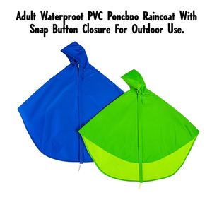 Adult Waterproof PVC <b>Poncho</b> Raincoat With Snap Button Closure For Outdoor Use - Product Image 2