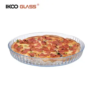 IKOO high borosilicate glass bakeware shandong pizza bake tray non-stick bakeware pizza pan for oven