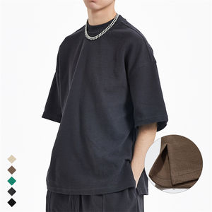 เสื้อยืดวอฟเฟิลแบบถักผ้าฝ้ายผสมโพลีเอสเตอร์เสื้อยืดใส่ได้ทั้งชายและหญิงโลโก้ออกแบบได้ตามต้องการ - Product Image 3