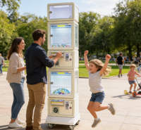 Machine à grue en métal à double étage, design attrayant, modèle Naughty Dog, distributeur de jouets surprise pour enfants, support en anglais pour 1 an