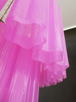 Énorme lustre vintage en verre de Murano en soie fuchsia rose de haute qualité