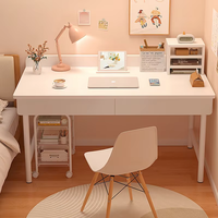Escritorio Blanco Rectangular para Dormitorio de Niñas, Mesa Simple para Habitación de Alquiler, Mesa de Computadora, Mesa de Estudio, Escritorio para Computadora