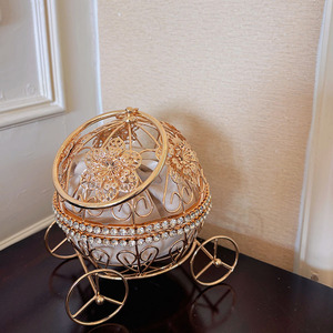 <span class=keywords><strong>Sac</strong></span> de soirée en métal doré, style princesse, avec poignée anneau en filigrane, motif citrouille de <span class=keywords><strong>Cendrillon</strong></span>, orné de strass et de diamants ajourés - Product Image 5