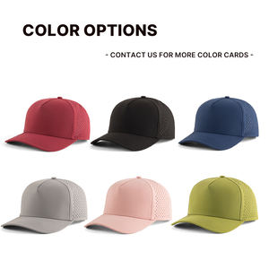 Promotionnel de haute qualité respirant couleur unie blanc plaine découpé au Laser trou Golf corde chapeau 5 panneaux Baseball perforé chapeau - Product Image 5