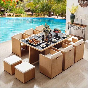 Ensemble <span class=keywords><strong>table</strong></span> <span class=keywords><strong>et</strong></span> chaise d'extérieur moderne, confortable, imperméable <span class=keywords><strong>et</strong></span> résistant au soleil, pour cour d'hôtel, terrasse <span class=keywords><strong>et</strong></span> jardin, coussin de loisirs - Product Image 5