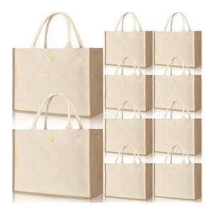Sac fourre-tout réutilisable personnalisé pour les courses, design bouton, matériau durable, sac cadeau en jute naturel - Product Image 1