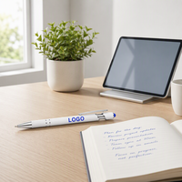 Stylo bille et stylet 2-en-1 en aluminium, encre noire et bleue 1,0 mm, logo personnalisé