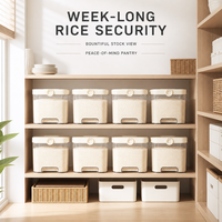 Contenedor de Arroz Hermético, Plástico de Grado Alimenticio, a Prueba de Insectos, con Sistema de Presión, para Cocina