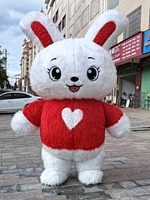 Nouveau extérieur gonflable en peluche longue oreille lapin Costume Oxford lapin marche mascotte dessin animé robe défilé pâques décoration Air