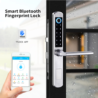 Poignée de porte avec serrure à empreintes digitales, entrée sans clé, mot de passe, connexion Wifi, serrure de porte numérique électronique intelligente Ttlock
