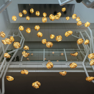 Custom LED Metal <strong>Leaf</strong> Pendant <strong>Lights</strong> Adjustable Brightness Corridor Chandelier for Classic Villa Hotel Hall Remote Control Mode - Product Image 2