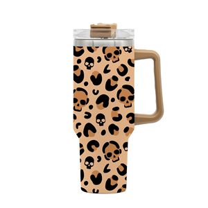 Stainless Steel Tumbler 40oz Leopard Print <b>Insulated</b> Handle Travel <b>Mug</b> - Product Image 5
