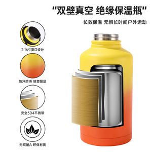 Bouteille d'eau de luxe 2026 avec poignée en paracorde, vente en gros, logo personnalisé, gourde isotherme sous vide, bouteille de sport pour la gym avec boussole 64oz - Product Image 2