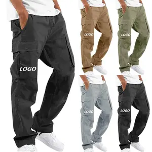 Custom Logo Cotton Twill Canvas Plus Size Trousers Mens Outdoor Work Vintage Acid Washed Baggy Cargo Pants